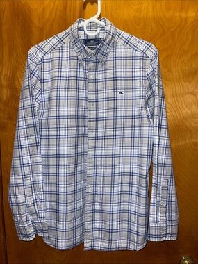 Vineyard Vines White and Blue Plaid Button-Down Shirt